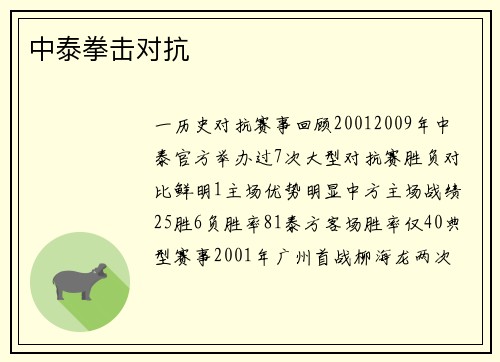 中泰拳击对抗